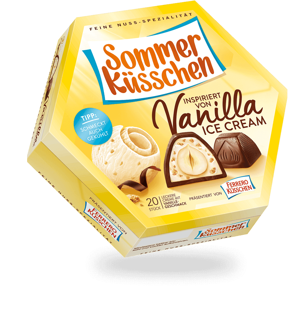 Packung und Praline Sommer Küsschen inspiriert von Vanilla Ice Cream