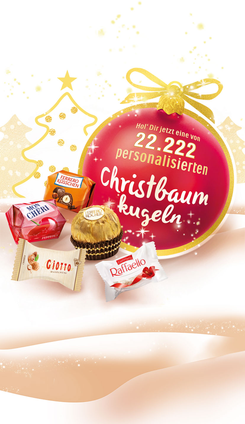 Christbaumkugeln personalisieren mit Ferrero Küsschen